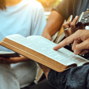 Group Of People Reading Bible,praying And Worship God.